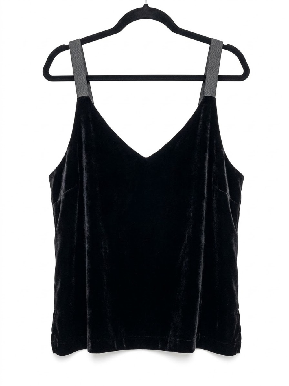 NWT J. Crew Black Velvet V-Neck Camisole with Gray Straps